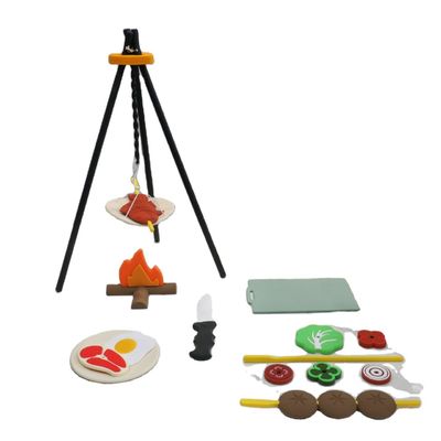 Logo tùy chỉnh 19 PC Silicone giả vờ BBQ Grill Chơi bếp nấu ăn đồ chơi Mini Chef Barbecue Role Playing Set Kids Bếp đồ chơi quà tặng