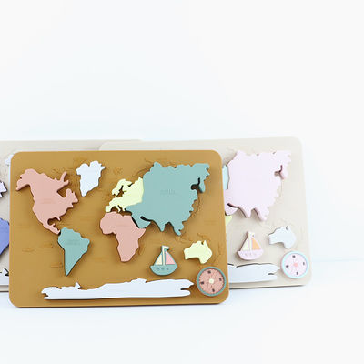Bản đồ thế giới lục địa và đại dương Silicone câu đố món quà trẻ em Montessori giáo dục