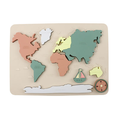 Bản đồ thế giới lục địa và đại dương Silicone câu đố món quà trẻ em Montessori giáo dục