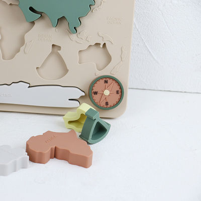 Bản đồ thế giới lục địa và đại dương Silicone câu đố món quà trẻ em Montessori giáo dục