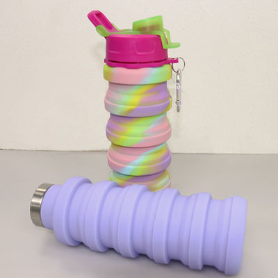 OEM ODM Chai nước silicon mềm có thể gập lại 500Ml để chạy