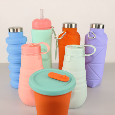 OEM ODM Chai nước silicon mềm có thể gập lại 500Ml để chạy