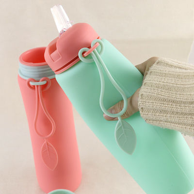 OEM ODM Chai nước silicon mềm có thể gập lại 500Ml để chạy