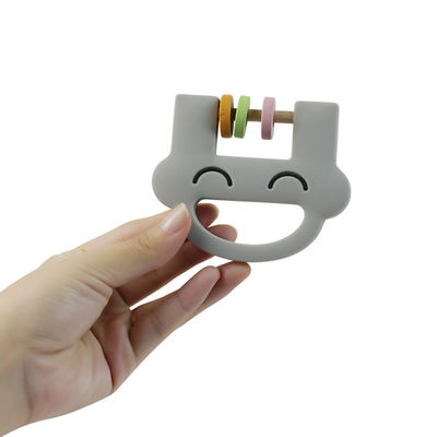 Smile Face Dễ thương silicon Đồ chơi trẻ em silicon Rattle Teether Với Logo tùy chỉnh OEM ODM