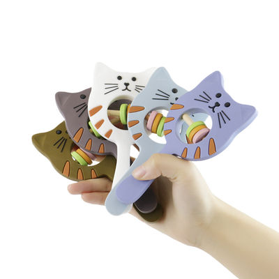 Kitty Shape Food Grade silicon Rattle Teether cho trẻ mới biết đi