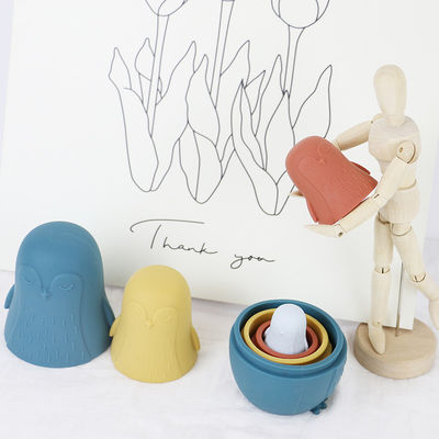 nhai silicone chim cánh cụt silicone xếp chồng đồ chơi trẻ em đồ chơi silicone xếp chồng cho trẻ sơ sinh tắm chơi