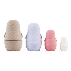 nhai silicone chim cánh cụt silicone xếp chồng đồ chơi trẻ em đồ chơi silicone xếp chồng cho trẻ sơ sinh tắm chơi