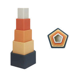 Khối xếp chồng silicon giáo dục cho trẻ mới biết đi với hình dạng hoa trái tim ngôi sao