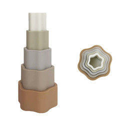 Khối xếp chồng silicon giáo dục cho trẻ mới biết đi với hình dạng hoa trái tim ngôi sao