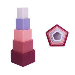 Khối xếp chồng silicon giáo dục cho trẻ mới biết đi với hình dạng hoa trái tim ngôi sao