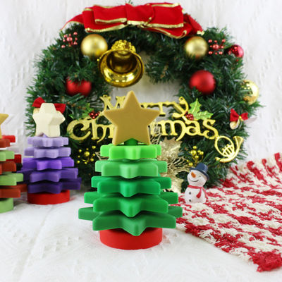 Khối nhẫn xếp chồng bằng silicon mềm Babe có hình cây thông Noel