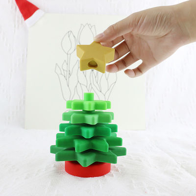 Khối nhẫn xếp chồng bằng silicon mềm Babe có hình cây thông Noel