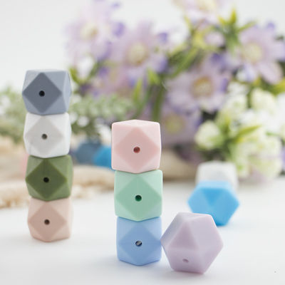 Hạt mọc răng bằng silicon hình lục giác 17mm Thân thiện với môi trường An toàn có thể nhai được khi bé mọc răng