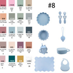 Phong cách hiện đại Bộ đồ ăn tối silicone, BPA miễn phí Baby silicone đĩa chén chén bib muỗng nĩa Set cho ăn