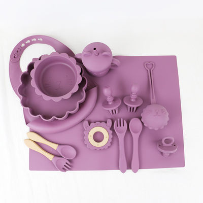 sản phẩm silicone tùy chỉnh Food Grade silicone cho ăn Set phim hoạt hình mèo phong cách silicone baby food set