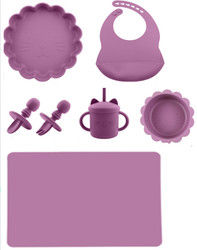 Custom Pantone Color silicone dinner set 5 Pcs Silicone Suction Weaning Set Thực phẩm chất lượng vật liệu OEM ODM
