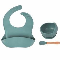 Tùy chỉnh cho trẻ em cho ăn silicone bàn đặt với silicone phần đĩa Bib muỗng Bowl muỗng Bowl đĩa