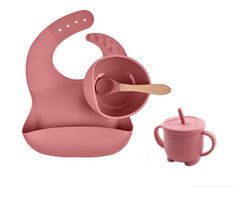 Không độc hại silicone cho bé ăn Set silicone người giữ búp bê silicone Bib và đĩa Set với logo tùy chỉnh