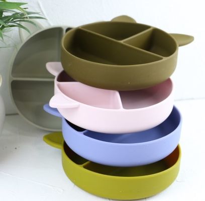 Cat Style Kids silicon Bowl, Tấm hút silicon đầy màu sắc OEM
