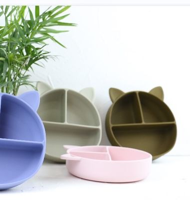 Cat Style Kids silicon Bowl, Tấm hút silicon đầy màu sắc OEM