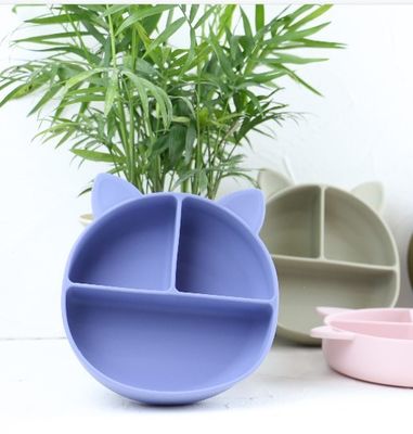 Cat Style Kids silicon Bowl, Tấm hút silicon đầy màu sắc OEM