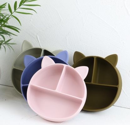 Cat Style Kids silicon Bowl, Tấm hút silicon đầy màu sắc OEM