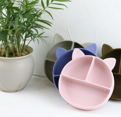 Cat Style Kids silicon Bowl, Tấm hút silicon đầy màu sắc OEM