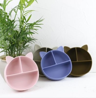 Cat Style Kids silicon Bowl, Tấm hút silicon đầy màu sắc OEM