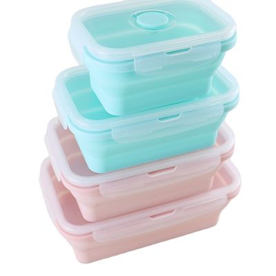 Hộp cơm trưa có thể gập lại bằng silicon cấp thực phẩm Có thể gập lại bền vững với nắp đậy