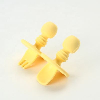 Dĩa và thìa silicon cấp thực phẩm mini Không chứa BPA Không độc hại cho trẻ mới biết đi