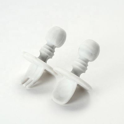 Dĩa và thìa silicon cấp thực phẩm mini Không chứa BPA Không độc hại cho trẻ mới biết đi