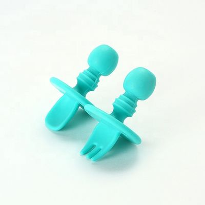 Dĩa và thìa silicon cấp thực phẩm mini Không chứa BPA Không độc hại cho trẻ mới biết đi