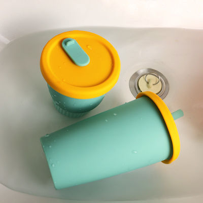 Hot Proof Portable silicon Kids Cup For Tea Milk Juice 300ml 350ml