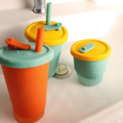 Hot Proof Portable silicon Kids Cup For Tea Milk Juice 300ml 350ml