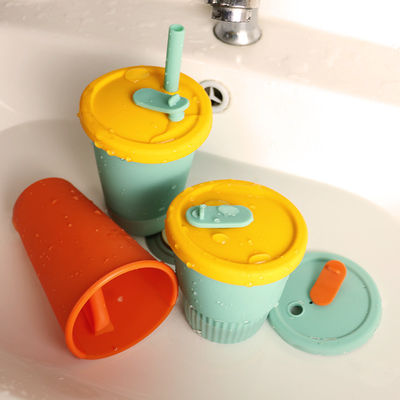Hot Proof Portable silicon Kids Cup For Tea Milk Juice 300ml 350ml