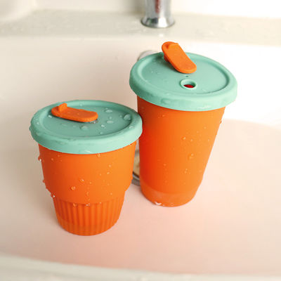 Hot Proof Portable silicon Kids Cup For Tea Milk Juice 300ml 350ml