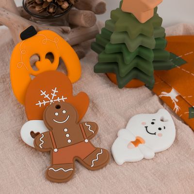 Miếng dán cho bé bằng silicon tùy chỉnh với hình dạng người đàn ông bánh gừng ma Halloween