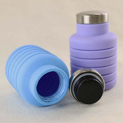 Logo tùy chỉnh Chai nước silicon có thể gập lại để mang theo ngoài trời