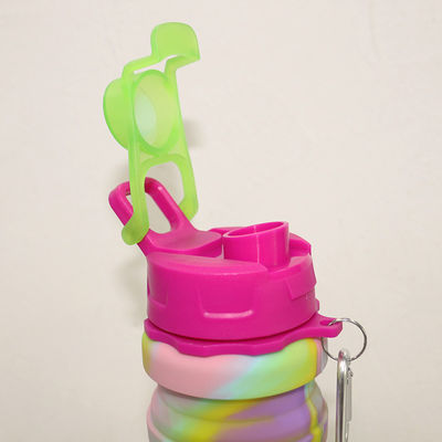 Chai nước silicon có thể gập lại miễn phí BPA cho thể thao ngoài trời Dung tích 500ml