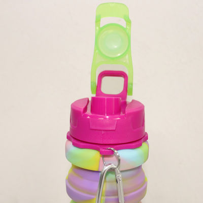 Chai nước silicon có thể gập lại miễn phí BPA cho thể thao ngoài trời Dung tích 500ml