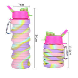 Chai nước silicon có thể gập lại miễn phí BPA cho thể thao ngoài trời Dung tích 500ml