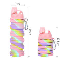 Chai nước silicon có thể gập lại miễn phí BPA cho thể thao ngoài trời Dung tích 500ml