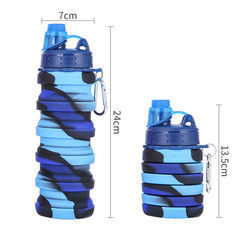 Chai nước silicon có thể gập lại miễn phí BPA cho thể thao ngoài trời Dung tích 500ml