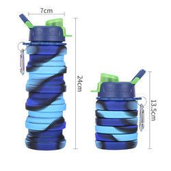 Chai nước silicon có thể gập lại miễn phí BPA cho thể thao ngoài trời Dung tích 500ml