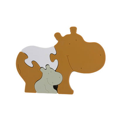 Câu đố ghép hình dành cho trẻ sơ sinh bằng silicon cấp thực phẩm BPA Free Eco Friendly Hippo Shape