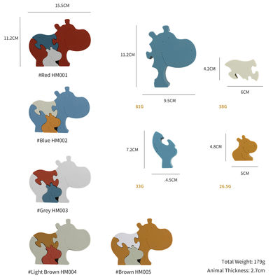 Câu đố ghép hình dành cho trẻ sơ sinh bằng silicon cấp thực phẩm BPA Free Eco Friendly Hippo Shape