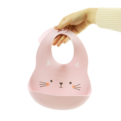 Yếm bắt thức ăn bằng silicon in hình Cacoon Cat Fox cho bé ăn sáng