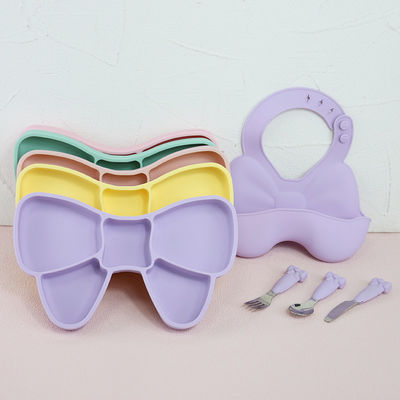 Baby Geschirr Cai sữa Bộ đồ ăn bằng silicon Yếm Đĩa Muỗng thép không gỉ Dao Nĩa