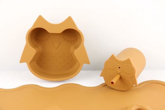 Vỏ ống hút silicon đầy đủ trong thiết kế 3D Bộ đồ ăn bằng silicon nhẹ cho bé