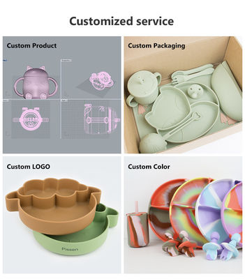 Vỏ ống hút silicon đầy đủ trong thiết kế 3D Bộ đồ ăn bằng silicon nhẹ cho bé